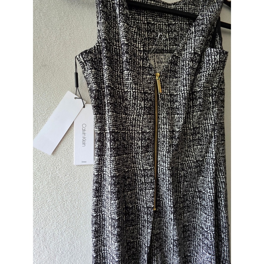 Calvin Klein Womens Black White Textured Rhinestone Sheath Dress CD8E25UU Size 4 - Picture 9 of 10